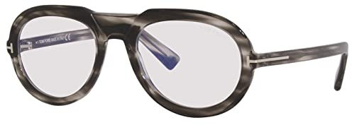 Brille Tom Ford FT 5756-B 056 glänzend gestreift grau/blau Blockgläser