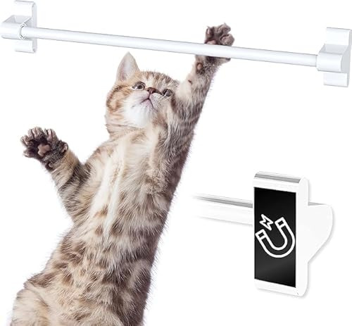 Skywin Magnetischer Handtuchhalter für Kühlschrank – 1 Packung kleine magnetische Gardinenstange für Metalltür mit verstellbarer Länge – passend für Handtücher und leicht anzubringen (weiß)