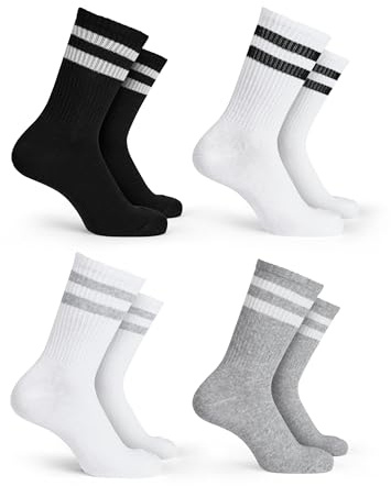 Basic Treasure Lot de 4 Paires Chaussettes de Tennis Enfant, Coton | Matière extensible, OEKO-TEX, tenue stable sans serrer ni glisser, résistante