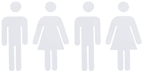 PATIKIL 2 Pares Adhesivos Señales Baño, WC Cartel Señal Hombre y Mujer Acrílico Placa de Puerta Aseo Fácil de Aplicar para Cafetería Restaurante Hotel,67mm Ancho, Blanco