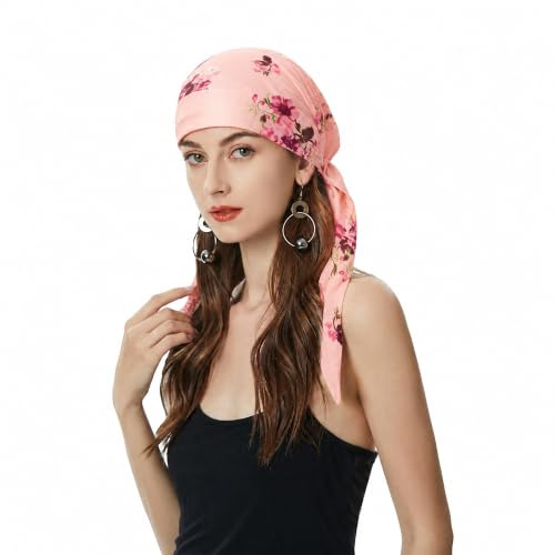 ZLYC - Gorro de quimioterapia de verano para mujer, turbante, bufanda preanudada, Rosa Floral, talla única