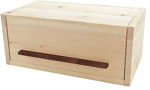 4betterdays Brotkasten Zirbenholz mit Klappdeckel 45 x 25 x 16 cm | Vollholz, Nussholzgriff, Einlegegitter, Made in Austria, extra hoch, naturbelassen, platzsparend, für große Brotlaibe