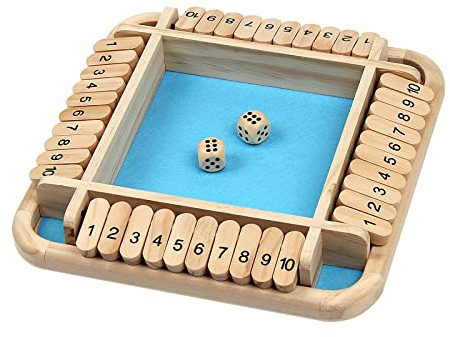 Kitchnexus Shut The Box Klassisch Würfelspiel Tisch Spiel Board Spielzeug Party Brettspiele für 2-4 Spieler (Blau)