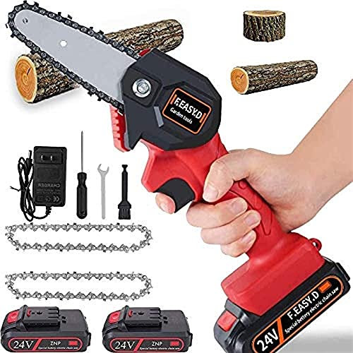 Mini Portable Chainsaw 26V Electric Chainsaw Pruning Shears Cordless Small Electric Saw One-Handed Electric Saw Garden Logging Saw for Garden Tree Branch Wood Cutting