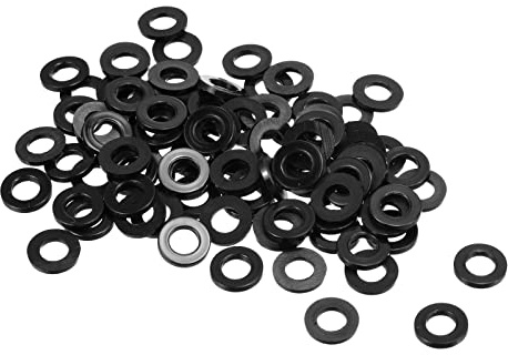 PATIKIL Arandela Plana de Nylon M6 12mm x 1.5mm(OD*Gorsor) Negro 100 Piezas | Arandela Plana de Plástico Redondo Juntas Toricas para Tubería Manguera Sujetador Perno
