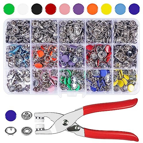 Druckknöpfe mit Zange, Metall Druckknopf Set mit Feste Knöpfe Werkzeug, Druckknöpfe Ohne Nähen 200sets für DIY Basteln Kinderbekleidung,Kleidung Taschen, Handgemaakt