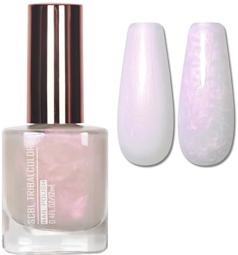 EONFAVE Pink Pearl Nail Polish - Shimmer Mermaid Nail Polish - Pearlescent Shell Pink - Polarized Glitter - Quick Dry, Long-Lasting, Breathable Nail Varnish - No UV Needed