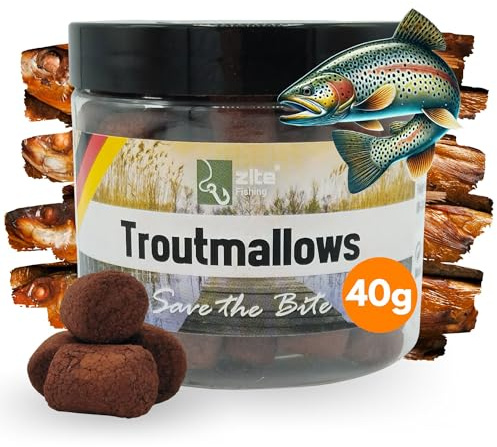 Zite Fishing Trout Mallows Forellenköder - Hochfängiger Forellenteig | auftreibend - Troutmallows Starke Aromen & Leuchtende Farben 40g Dose Forellen Köder