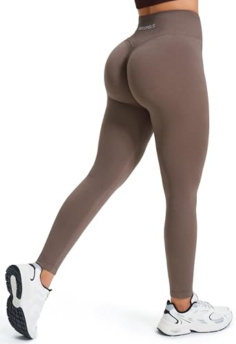 JOYSPELS Gym Sport Leggings Damen Scrunch Butt, High Waist Blickdicht Sporthose Lang Yogahose Po Push Up Seamless Shape Tights Mocha M