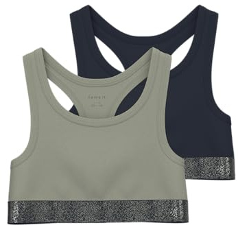 Name IT Mädchen Nkfshort Top 2p Noos Bustier, Seagrass, 158-164 EU