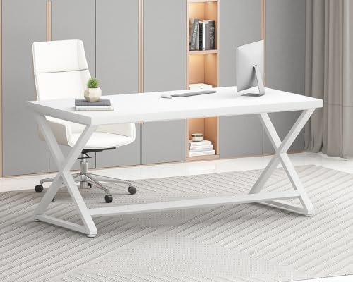 IBF Schreibtisch Weiß PC Tisch Gaming Computer Desk Bürotisch 140x60 cm | Klein Schreibtisch Computertisch Bürotisch aus Holz Eiche für Gaming PC Büro Homeoffice Arbeitszimmer