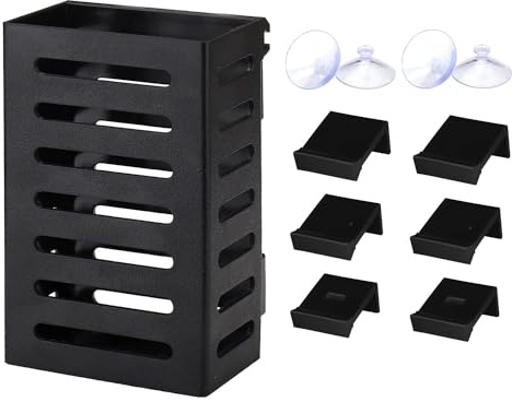 Deger Set mit 2 Halterungen für Aquarienpflanzen, mit Haken und Saugnäpfen, Blumentöpfe zum Aufhängen, für Aquarium-Dekoration, Pflanzen-Set