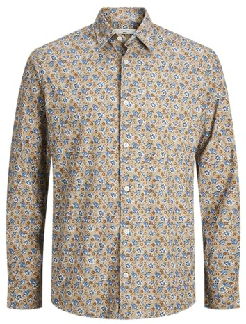 JACK & JONES Jprblaactive T-Shirt Stretch L/S Sn Chemise de Loisirs, Pure Cachemire/AOP : Coupe ajustée, M Homme