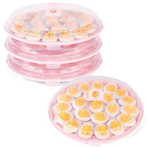 HANSGO Deviled Egg Containers with Lid, 3 PCS Deviled Egg Platter Carrier