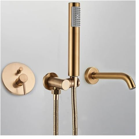 MMFURHHAY Badewanne Duscharmatur Wand versteckte Handbrause Schwenkdüse Warm- und Kaltwasserhahn (Color : Rose Golden)