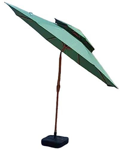 WYRMB Parasol de jardin à long manche, tête secouable, colonne en fer, avec base de réservoir, 9 pieds, 8 nervures, manivelle ouverte, base remplissable