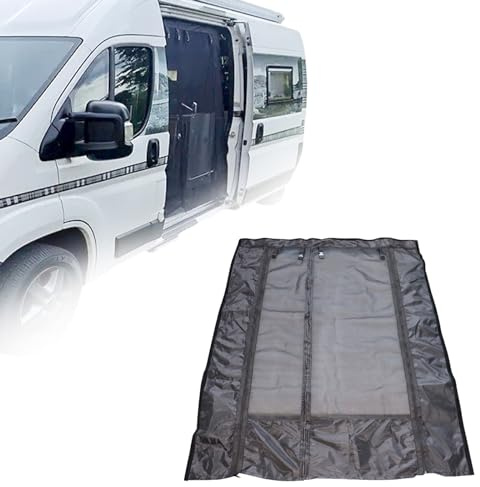 Van-Insektennetz, Moskitonetz, Anti-Moskito, Wohnwagen-Türvorhänge, Mit Karabinerhaken und Reißverschluss, Anti-Moskito-Rollos, Sonnenschutzrollos für Wohnmobile, Wohnwagen Schwarzes (133*180cm B)
