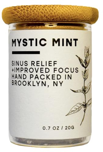 Mystic Mint Organic Sinus Relief Natural Aromatherapy – USDA Certified Organic, Packaged in Brooklyn – Additive-Free, Strong Scent for Sinus Relief, Focus Enhancement, 50+ Servings