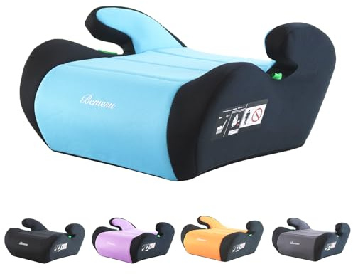 Bemesu Kindersitzerhöhung ohne ISOFIX Autositz Kinder 6-10 Jahre Blau | Sitzerhöhung Auto Kinder 125-150cm 15-36kg Nach Neuer i-Size Norm R129 Kindersitz Lange Fahrten Komfortabel