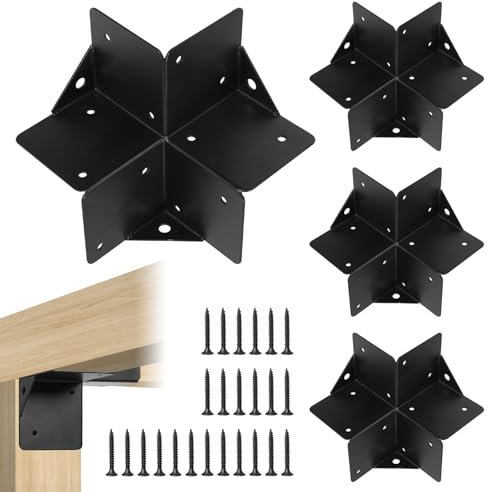 Rasugarlary Kit de 4 supports de pergola pour pergola de 10,2 x 10,2 cm, 15,2 x 15,2 cm, support d'angle en métal avec vis pour tonnelles, patio, pergolas, maison en bois