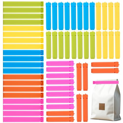 AiQInu 60 Piezas Pinzas Bolsas Alimentos, Pinzas Cierre Bolsas 7/11 cm, Pinza Comida Clips Reutilizable para Embalaje de Cocina, Caramelos, Café etcétera