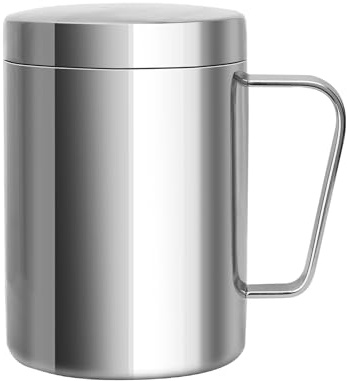 UWEDGYS Stainless Steel Double Coffee Mug14oz/400ml Tea Mug with Lid and Handle,Camping and Traveling Coffee Mug, 100% BPA Free,for Coffee, Tea,Juice,Milk, Hot and Cold Drinks (1 pc)