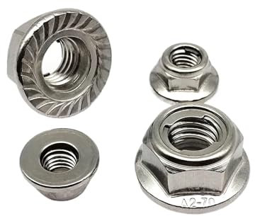 2 Stück M4 M5 M6 M8 M10 M12 304 A2-70 Edelstahl Vorherrschendes Drehmoment Typ Ganzmetall-Einsatzflansch Sechskant Selbstsichernde Mutter Kontermutter(M6 serrated bottom)