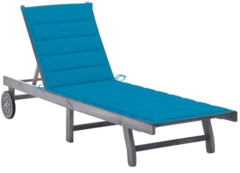 Sufrk Sonnenliege mit Auflage Grau Akazie Massivholz Strandstuhl Klappbar Leicht Liegestuhl Pool - 3061363