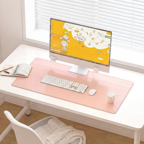 DAWNTREES Schreibtischunterlage,Büro Tischmatte aus Leder,Rutchfeste,Office Groß Mousepad Laptop Schreibunterlage,Geeignet für Büro, Zuhause und Desktop-Einsatz (Rosa, 80x40cm)