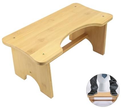 Beowanzk Premium Bamboo Toilet Stool with C-Shape Design | Eco-Friendly Step Stool for Natural Squatting Posture (35° Ergonomic Angle) | Non-Slip Bathroom Footrest for Adults & Kids