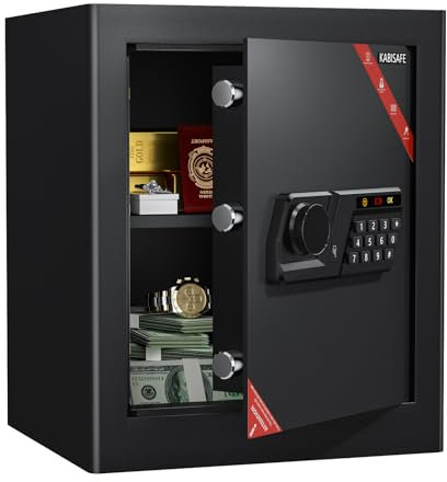 KABISAFE 45L Coffre Fort avec Serrure à Combinaison électronique,Coffre fort a clef pour documents,Coffre-fort avec étagère amovible pour ranger bijoux et objets de valeur
