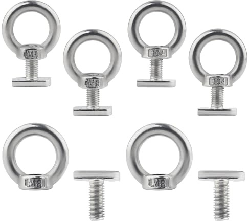 TIOMIOSEA Ringmutter M8, 304 Edelstahl Gewinde Ösenmutter 8 Stück, Ringförmige Innengewinde-Befestigungsschraube, Ringmuttern, Ringösen, Ringschrauben, zum Heben von Zubehör