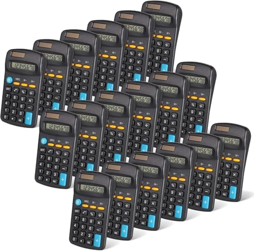 20 Stück Taschenrechner, Grundrechner mit 4 Funktionen, 8-stelliger Mini-Rechner, tragbar, für Studenten, Kinder, Schule, Zuhause, Büro, Buchhaltungs-Tools, Schwarz
