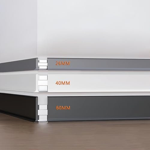 Raouoae Aluminium-Bodenleiste 125 cm* 2 Stück Für Laminatboden Renovierungsprojekte Heimwerker Profis Perfekte Kante Für Moderne Innenräume Leicht Zu Montieren(Black,Height:60mm)