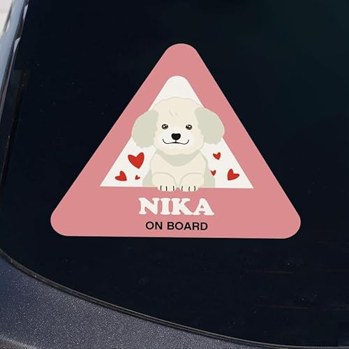 Wanapix | Adesivo Cane Personalizzato Auto | Triangolo 15x13cm | Bichon