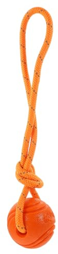 POPETPOP Pelota Interactiva para Perros Resistente y Portátil Juguete Dental para Fortalecer Inteligencia y Evitar Aburrimiento Accesorio para Mascotas como Retriever y Husky Color Naranja