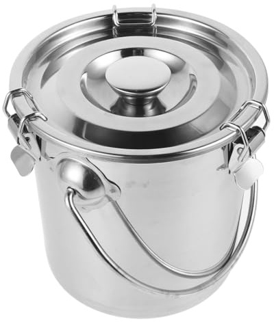 Homoyoyo Seau Inox 3l en Acier Inoxydable à Fermeture à Boucle, Argenté | Récipient Hermétique Compact et Portable, Prévient Fuites et Déversements, Bidon Multifonction