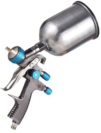 Juroupi LVLP Feed Air Spray Gun Mini Paint Spraying Gun Kit 1.4mm Nozzle 600ml Fluid Cup Air Paint Sprayer for Painting Car Furniture Wall (Blue)