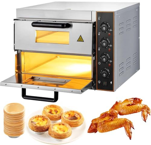 Four à pizza professionnel de comptoir, grille-pain électrique en acier inoxydable, avec poignée et gril, rôtissoire à bretzels maison à deux étages de 40,6 cm, minuterie de 10 à 60 min, 3 000 W