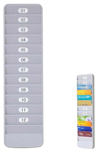 CaiYuanGJ Portatarjetas de pared, portatarjetas de pared, soporte para tarjetas de crédito, soporte de pared para empleados tarjetas, 12 ranuras para tarjetas, extraíble para oficina y familia