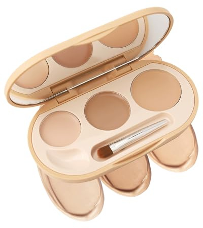 Cream Full Cover Concealer Palette, 3 in 1 Concealer Creme Waterproof Long Lasting, Augenringe Cover Blemishes & Altersflecken, Betont Konturen, Contour Multi Use Makeup Palette for Frauen-02