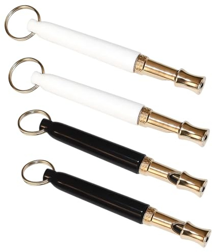 DtgEcd 4 Dog Whistles for Recall, Silent Dog Whistle to Stop Barking, Dog Training Whistle with Adjustable Frequency, White and Black Whistles for Professional and Basic Obedience Training