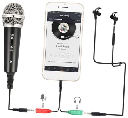 Vaguelly Condenser Microphone with Cable and Stand, Black Plastic Metal Microphone Set with Tripod for Vocal Recording, Noise Reduction, and Preventing Wind Noise and Pops