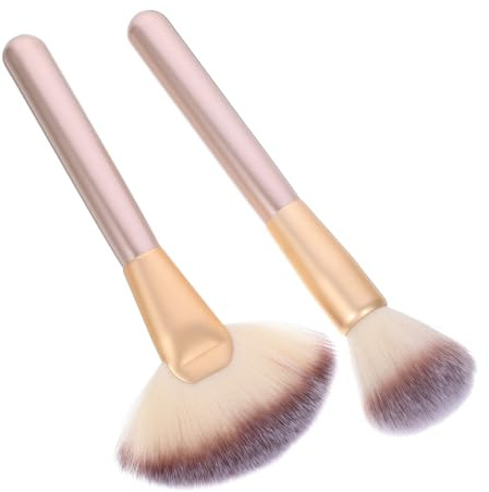 MOTHNUR Set de Pinceaux Maquillage Pinceau Éventail Grand Format et Pinceau pour Blush Highlighter et Contour Fibres Nylon Lavables et pour Application Visage Précise