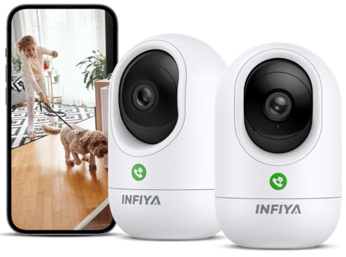 INFIYA 2K Indoor Pet Camera, Dog Camera with APP, House Home Security, Baby Monitor, One-Touch Call, Person Detection, Smart Tracking, Night Vision, 2-Way Talk, TF&Cloud Storage, 2.4GHz WiFi, K7 2P
