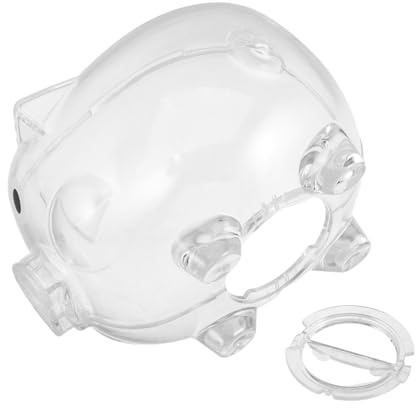 HONITANO Data [ 2 Alcancías de Cerdo Transparentes de Plástico para Niños con Diseño Adorable, Fácil Recuperación y Decoración para Estanterías o Escritorios