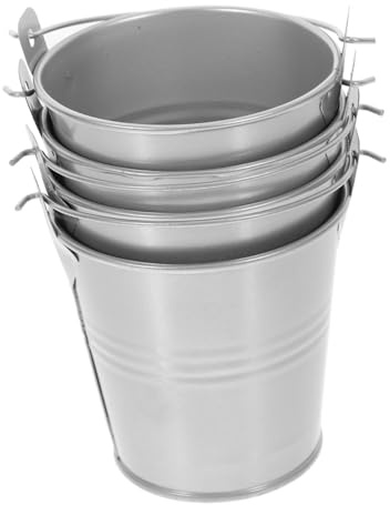 ROMISBABA 4 Pièces Seau en Étain avec Poignée pour Plantes Extérieur Jardinières Décoratives en Métal pour Compositions De Fleurs Seaux pour Balcon