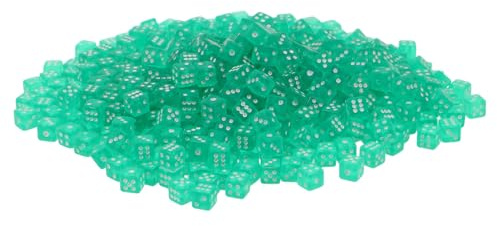 HONITANO 500 st genomskinliga mini tärningar gröna och ljusa små fyrkantiga tärningar i plast med prickar för brädspel undervisning matematik och fest