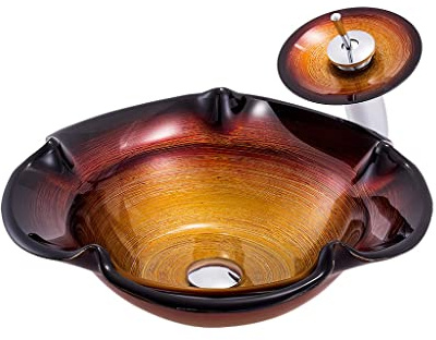 Lavabo da Appoggio Lavandino da bagno lavello artistico arte vetrino lavandino controsofondamento in vetro Lavabi a Ciotola