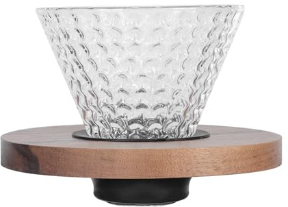 QUMIIRITY Filtro Caffè in Vetro Imbuto e Anello Antiscivolo in Silicone, Tazza Pratica Compatta per Preparazione Manuale, Accessorio per Caffettiera Uso Domestico